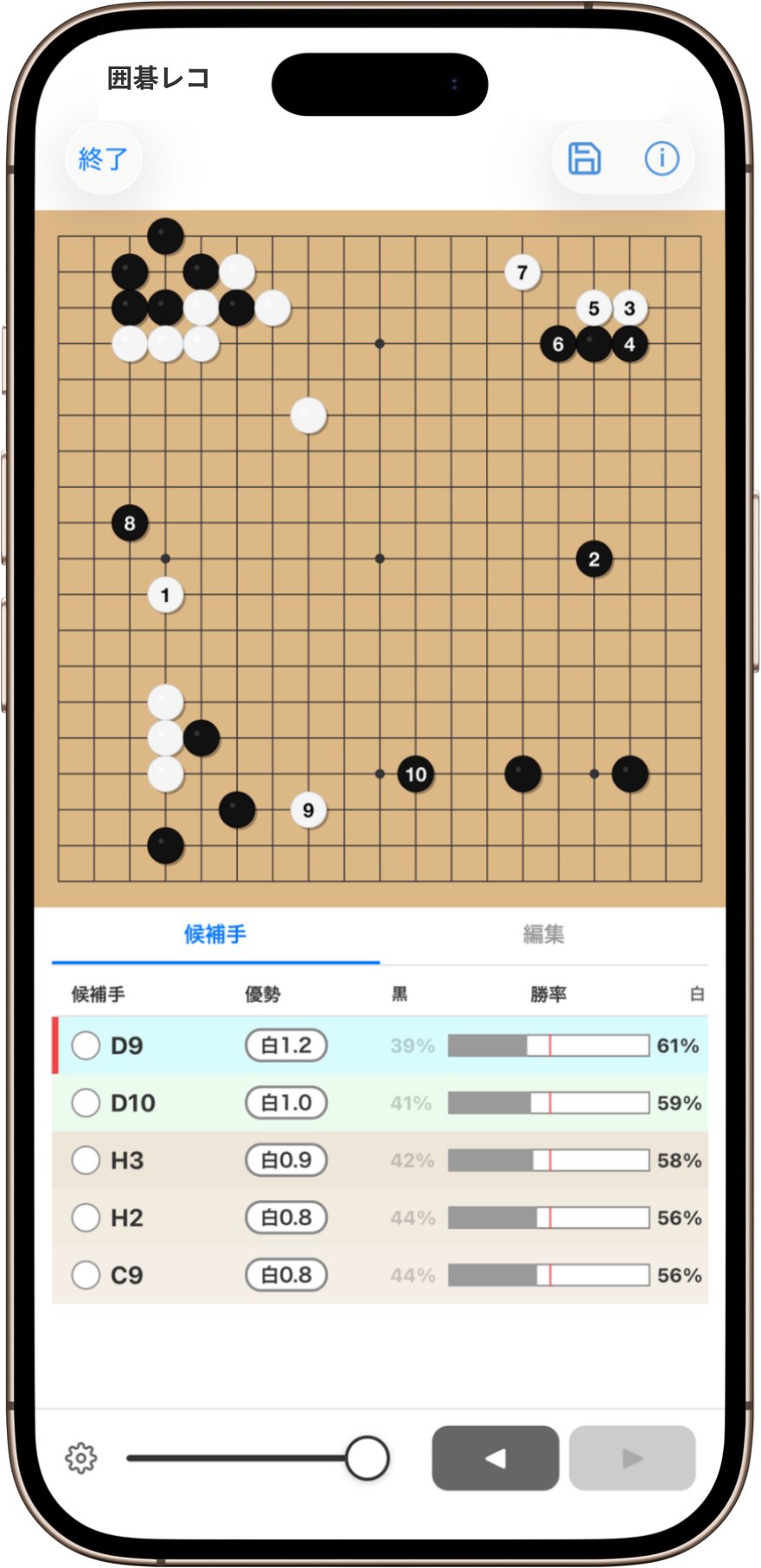 显示变化图的复盘界面